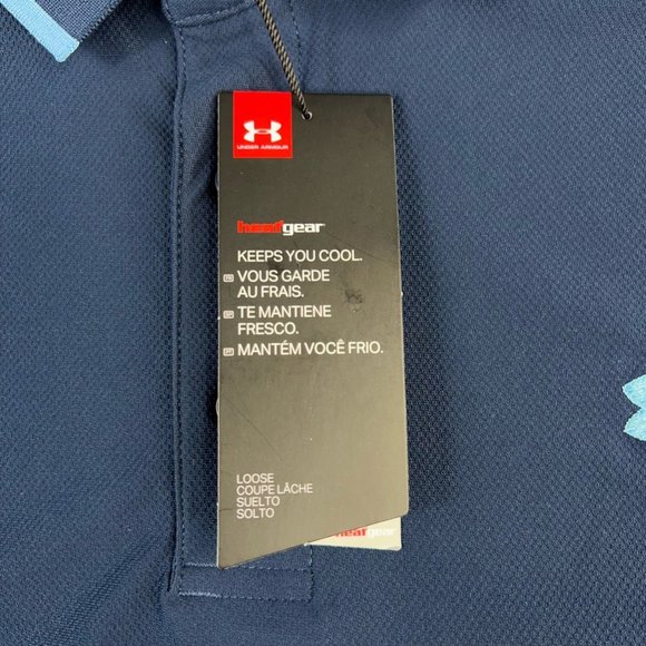 Under Armour Mens Heatgear Playoff Pique Golf Polo Shirt Blue Short Sleeve L $65 - Picture 7 of 12